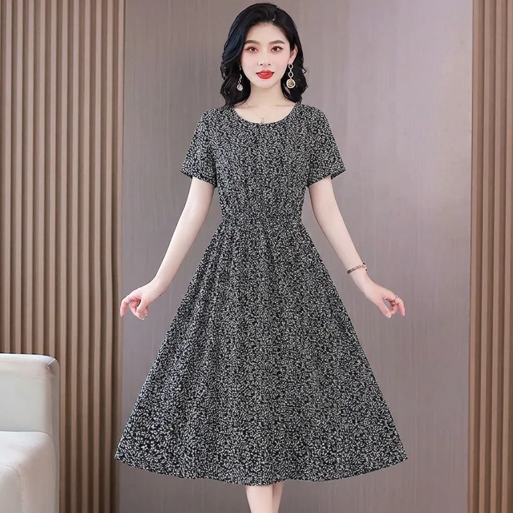 Floral Print Midi Dress Short Sleeve Women's Slim Fit Casual Fashion plus Size Mommy Clothes Polyester Fiber Summer Dress
Floral Print Midi Dress Short Sleeve Women's Slim Fit Casual Fashion plus Size Mommy Clothes Polyester Fiber Summer Dress