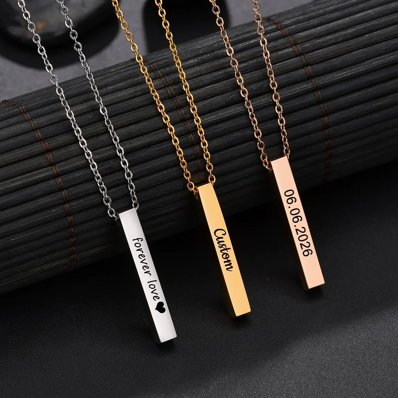 Afirstee 4 Styles Custom Bar Pendant Engrave Name Necklace For Women Stainless Steel Letter Date Couple Necklaces Jewelry Gift
Afirstee 4 Styles Custom Bar Pendant Engrave Name Necklace For Women Stainless Steel Letter Date Couple Necklaces Jewelry Gift