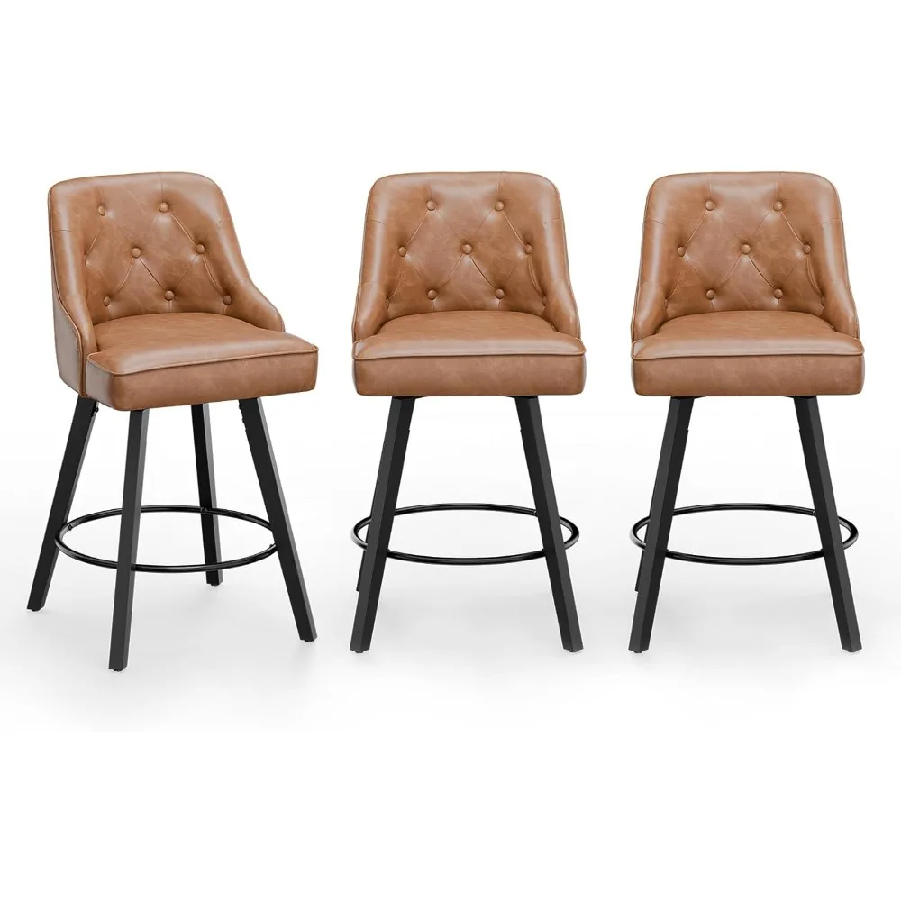 26" H Swivel Barstools Set of 3, PU Leather Upholstered Counter Stool with Back, Kitchen High Chairs Counter Height Bar Stools
26" H Swivel Barstools Set of 3, PU Leather Upholstered Counter Stool with Back, Kitchen High Chairs Counter Height Bar Stools