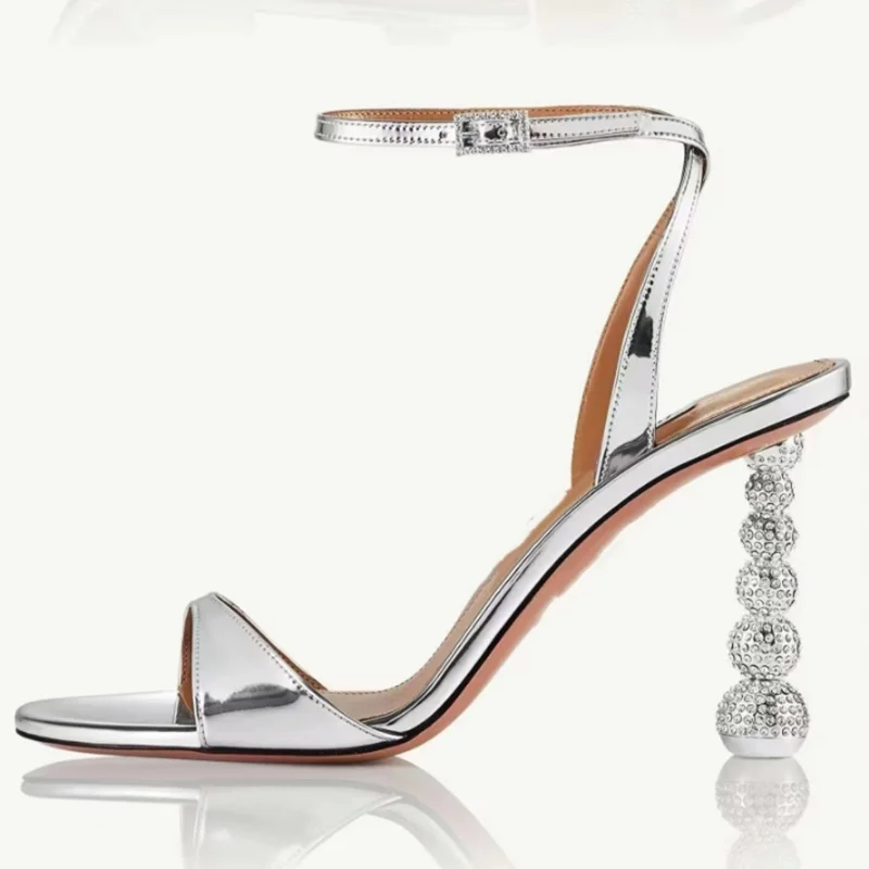 Strange Heels Women Sandals Silver Black Satins Leather Open Toe Ankle Buckle Straps Cover Heels Concise Female Dress Shoes
Strange Heels Women Sandals Silver Black Satins Leather Open Toe Ankle Buckle Straps Cover Heels Concise Female Dress Shoes