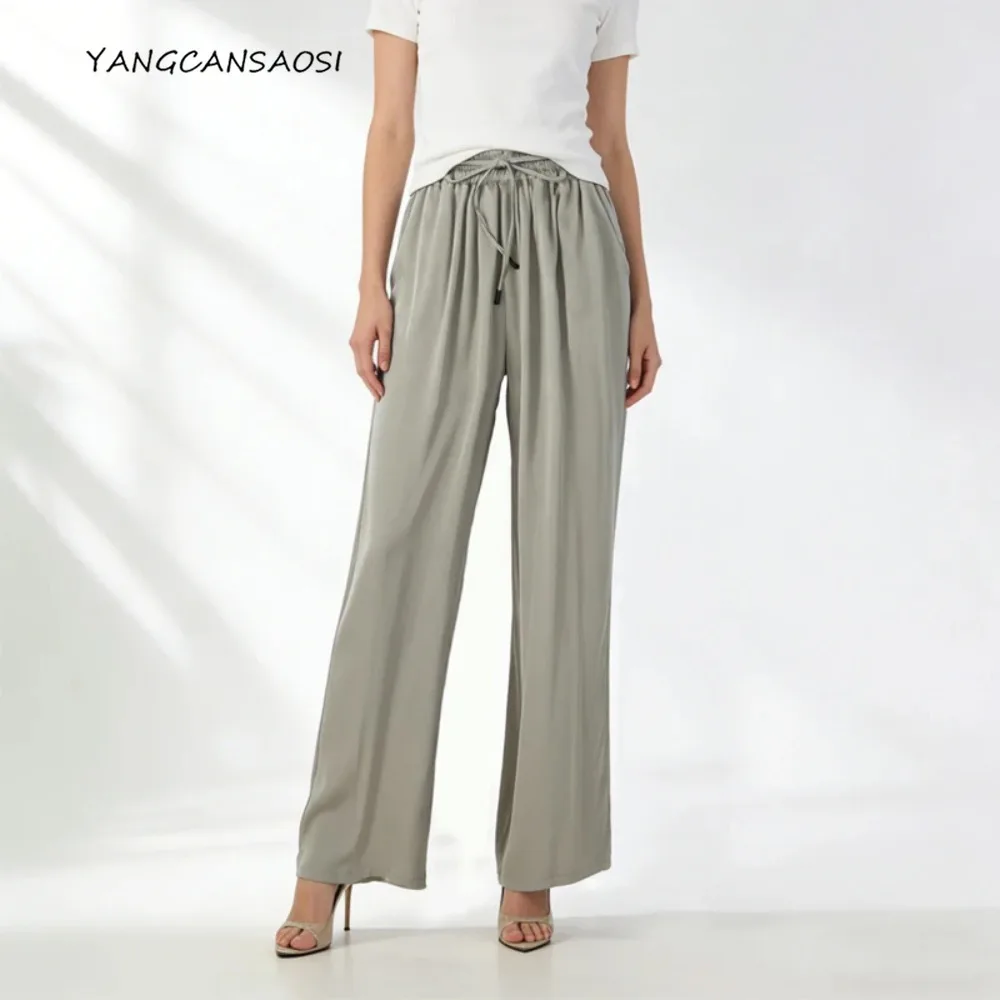 Women's Fashionable Vertical Naked Feeling 93% Natural Mulberry Silk Elastic Double Qiao Satin Elastic Waist Wide Leg Pants
Women's Fashionable Vertical Naked Feeling 93% Natural Mulberry Silk Elastic Double Qiao Satin Elastic Waist Wide Leg Pants