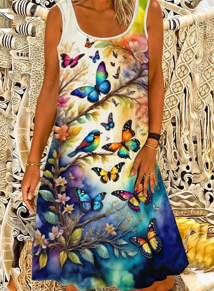 Plus Size Butterfly Print Tank DressCasual Crew Neck Sleeveless Dress For Spring & SummerWomen's Plus Size Clothing
Plus Size Butterfly Print Tank DressCasual Crew Neck Sleeveless Dress For Spring & SummerWomen's Plus Size Clothing