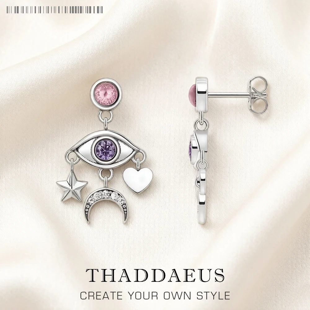 Earring Stylised Eye Moon Star Heart Lucky Gift For Women Talismans Feminine Vintage Fine Jewelry in 925 Sterling Silver
Earring Stylised Eye Moon Star Heart Lucky Gift For Women Talismans Feminine Vintage Fine Jewelry in 925 Sterling Silver