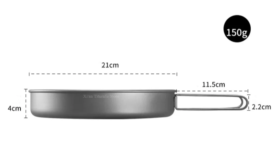 Pure Titanium Frying Pan with Detachable Folding Handle Diameter 21CM Height 4CM 150g/pc for Outdoor camping
Pure Titanium Frying Pan with Detachable Folding Handle Diameter 21CM Height 4CM 150g/pc for Outdoor camping