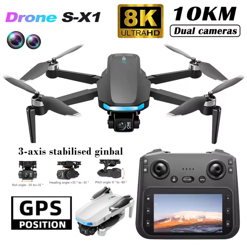 S-X1 Новый дрон с экраном 3-осевой стабилизатор с защитой от сотрясений 8K Воздушный бесщеточный радиоуправляемый квадрокоптер 5G GPS 8K HD Камеры EIS Мини БПЛА Игрушка в подарок
S-X1 Новый дрон с экраном 3-осевой стабилизатор с защитой от сотрясений 8K Воздушный бесщеточный радиоуправляемый квадрокоптер 5G GPS 8K HD Камеры EIS Мини БПЛА Игрушка в подарок
