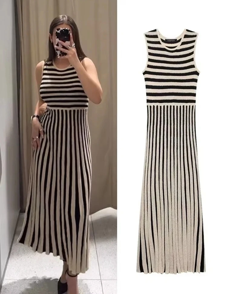 Женское вязаное платье-жилет в полоску, модное элегантное сексуальное платье миди без рукавов, новое летнее винтажное повседневное праздничное длинное платье
Женское вязаное платье-жилет в полоску, модное элегантное сексуальное платье миди без рукавов, новое летнее винтажное повседневное праздничное длинное платье