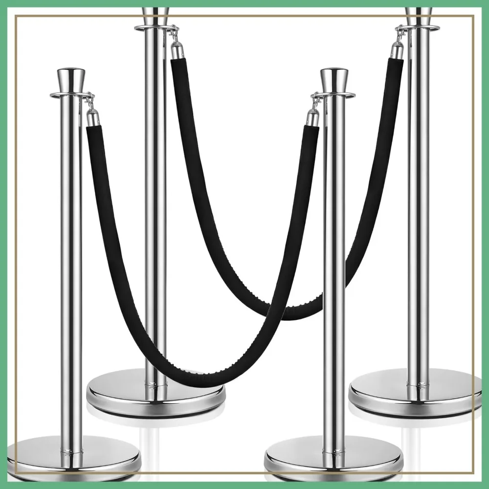 4 Pcs Stainless Steel Stanchion Posts with 2 Pcs 5 ft Velvet Ropes for Crowd Control Barriers Party Theater Silver Black
4 Pcs Stainless Steel Stanchion Posts with 2 Pcs 5 ft Velvet Ropes for Crowd Control Barriers Party Theater Silver Black