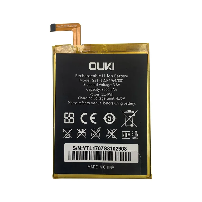 100% Оригинальный аккумулятор Ouki S31 большой емкости 3000 мАч запасная батарея для Oukitel S 31 батарея для смартфона
100% Оригинальный аккумулятор Ouki S31 большой емкости 3000 мАч запасная батарея для Oukitel S 31 батарея для смартфона
