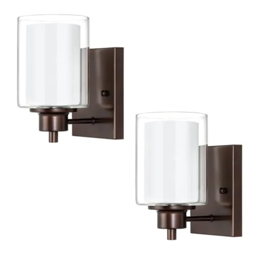 2 Pack Bath Vanity Light Fixtures 1-light Indoor Oil Rubbed Bronze Wall Light with Dual Glass Shade Farmhouse Bathroom Wall Sco
2 Pack Bath Vanity Light Fixtures 1-light Indoor Oil Rubbed Bronze Wall Light with Dual Glass Shade Farmhouse Bathroom Wall Sco