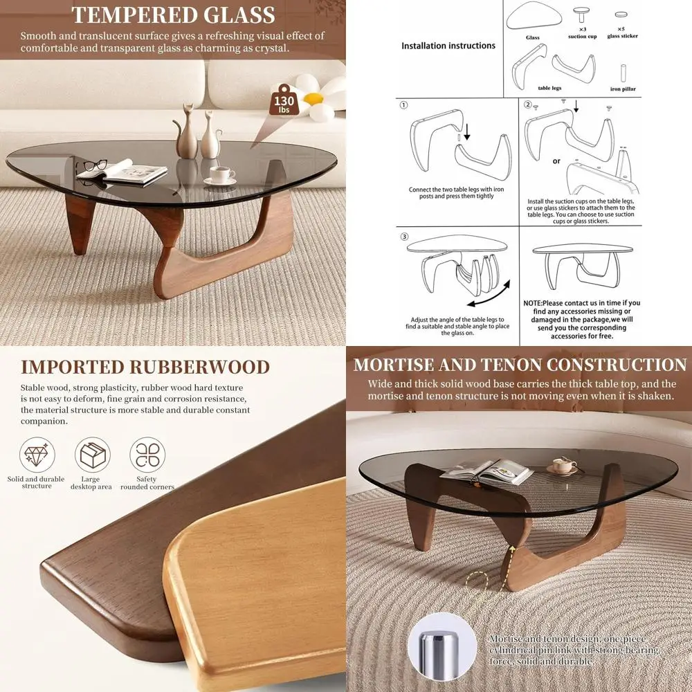 Mid-Century Walnut & Glass Triangle Coffee Table, Vintage-Style Living Room Accent (32.3x22.4x16)
Mid-Century Walnut & Glass Triangle Coffee Table, Vintage-Style Living Room Accent (32.3x22.4x16)