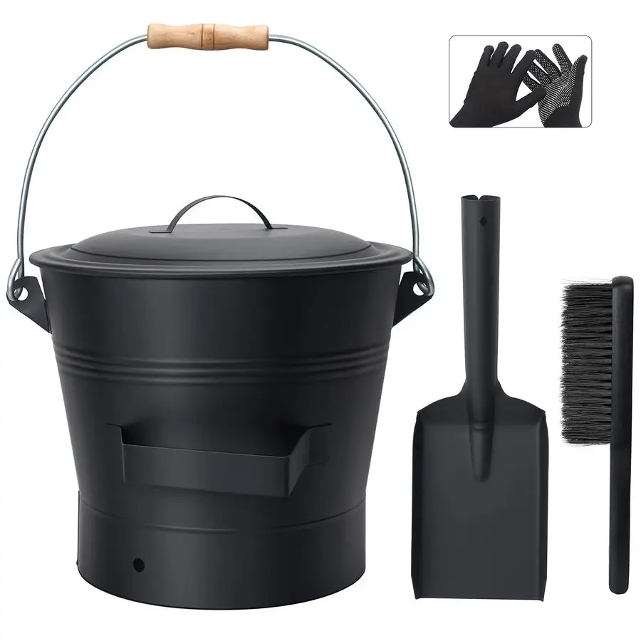 Ash Bucket with Lid, 2.6 Gallon Fireplace Ash Bucket with Shovel and Hand Broom, Metal Bucket for Fireplace, Fire Pit, Wood Burn
Ash Bucket with Lid, 2.6 Gallon Fireplace Ash Bucket with Shovel and Hand Broom, Metal Bucket for Fireplace, Fire Pit, Wood Burn