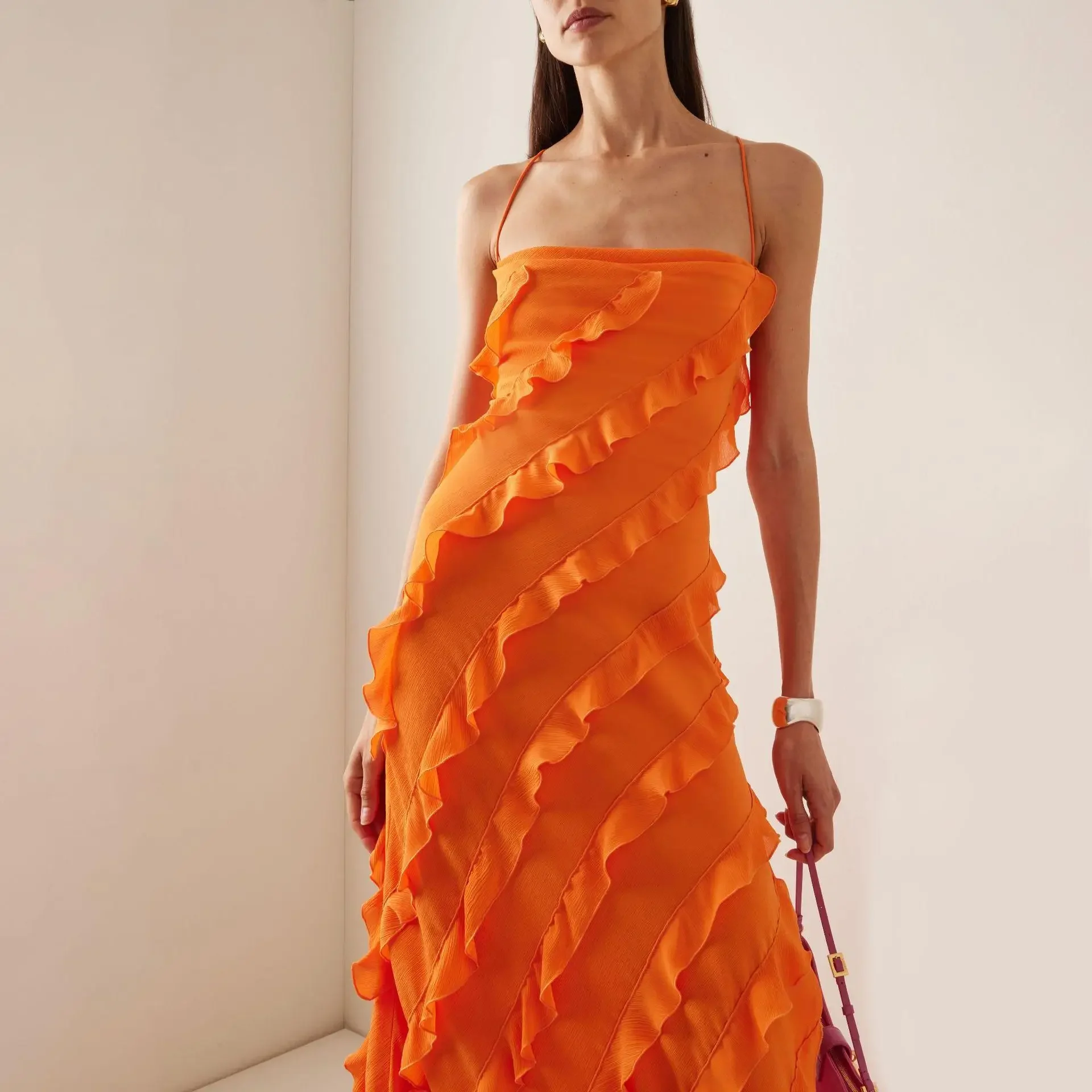 Summer Sexy Ruffle Dress Women Fashion Solid Suspender Backless Ruffle Beach Dress Women
Summer Sexy Ruffle Dress Women Fashion Solid Suspender Backless Ruffle Beach Dress Women