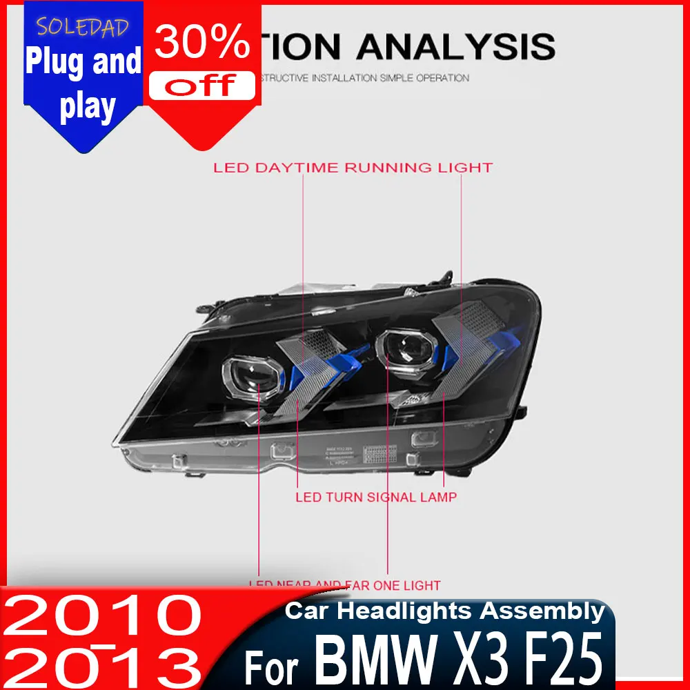 Фара для BMW X3 F25 2010-2013 годов выпуска, в сборе, со светодиодными дневными ходовыми огнями и указателями поворота
Фара для BMW X3 F25 2010-2013 годов выпуска, в сборе, со светодиодными дневными ходовыми огнями и указателями поворота