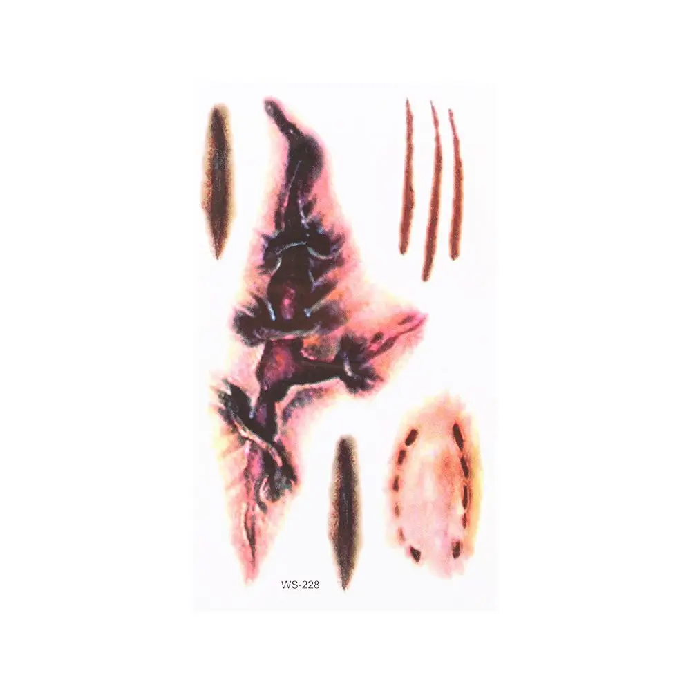 Unisex Disposable Face Body Art Party Horror Wound Temporary Tattoos Horror Scar Fake Tattoo Halloween Tattoo Stickers
Unisex Disposable Face Body Art Party Horror Wound Temporary Tattoos Horror Scar Fake Tattoo Halloween Tattoo Stickers