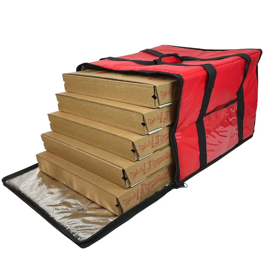 Insulated Pizza Food Delivery Bag Carrier, 18 Inch x 18 Inch x 13 Inch, Breathable Design, Fits Five 16 Pizza Boxes, or Four 18
Insulated Pizza Food Delivery Bag Carrier, 18 Inch x 18 Inch x 13 Inch, Breathable Design, Fits Five 16 Pizza Boxes, or Four 18