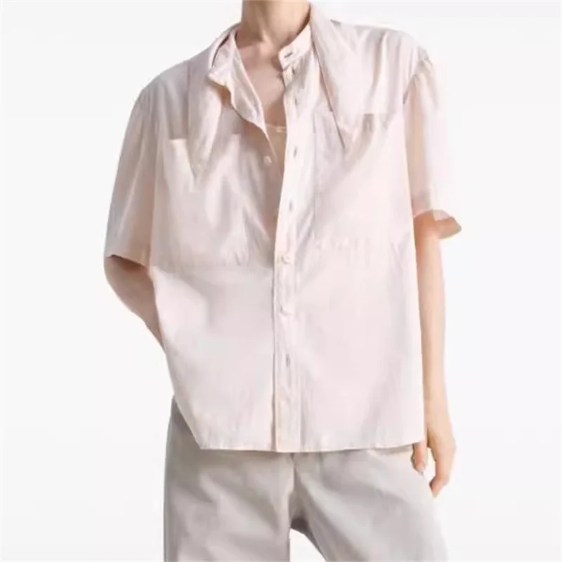 Women's shirt New single breasted slim fit short sleeved top for summer 2025 High quality pure cotton Women's blouse thin top
Women's shirt New single breasted slim fit short sleeved top for summer 2025 High quality pure cotton Women's blouse thin top