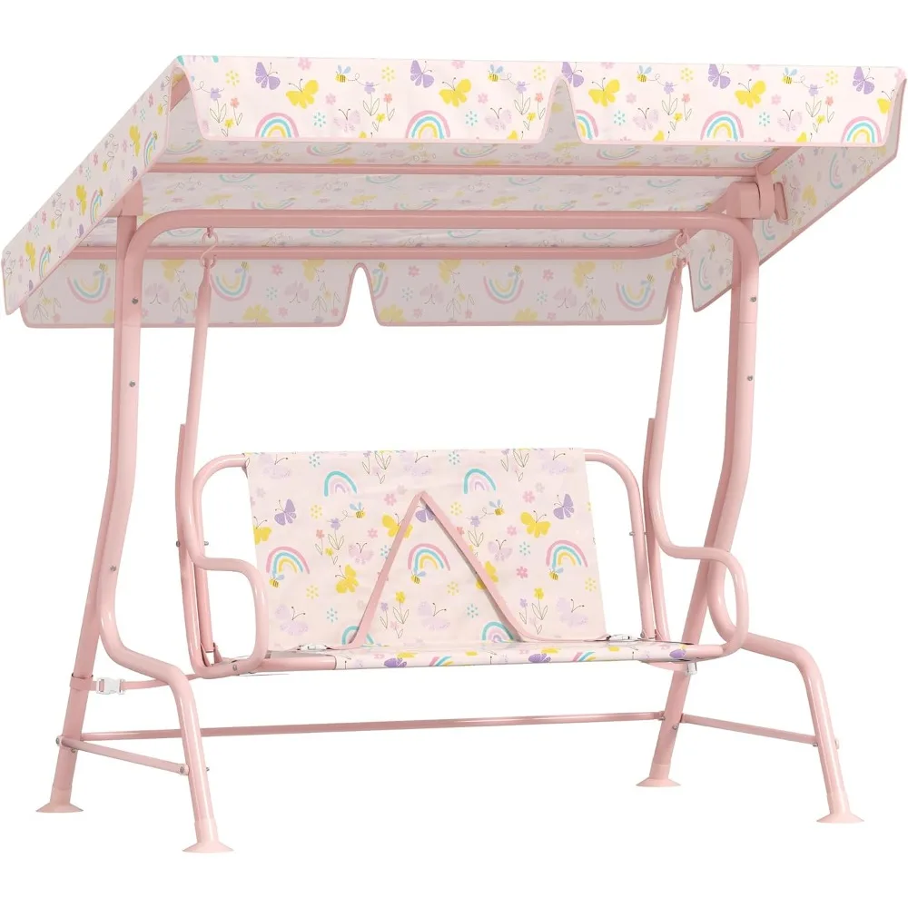 Kids Patio Swing, 2-Seater Outdoor Porch Swing Chair with Adjustable Canopy, Safety Belt, Rainbow Pattern Hanging Swing Bench.
Kids Patio Swing, 2-Seater Outdoor Porch Swing Chair with Adjustable Canopy, Safety Belt, Rainbow Pattern Hanging Swing Bench.