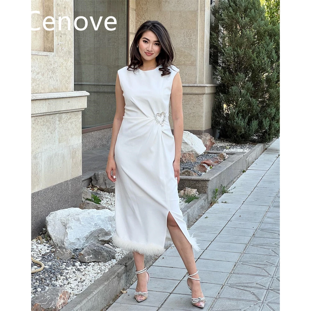 Cenove White High Neckline Split Prom Dress Ankle Length With Feathers Evening Summer Elegant Party Dress For Women2023
Cenove White High Neckline Split Prom Dress Ankle Length With Feathers Evening Summer Elegant Party Dress For Women2023