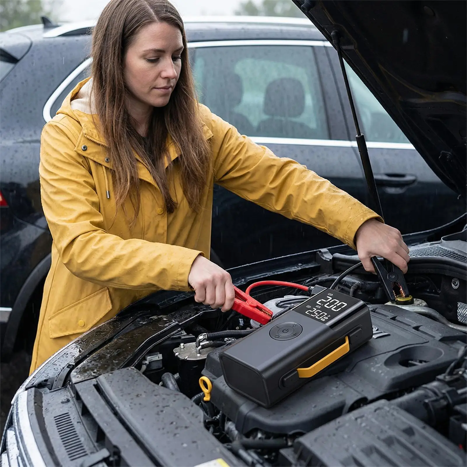 Портативное пусковое устройство с компрессором для подкачки шин, 10000 мАч, зарядное устройство, цифровой дисплей, насос для подкачки шин для поездок на природу
Портативное пусковое устройство с компрессором для подкачки шин, 10000 мАч, зарядное устройство, цифровой дисплей, насос для подкачки шин для поездок на природу