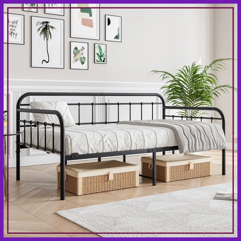 Metal Daybed Frame Twin Size with Steel Slats Platform Furniture, Black
Metal Daybed Frame Twin Size with Steel Slats Platform Furniture, Black