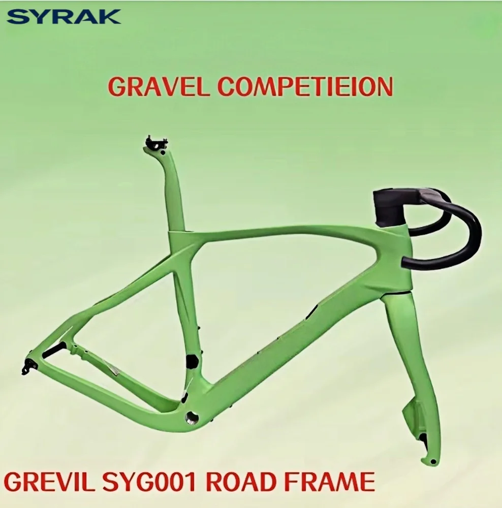 SYRAK 2026 New Colourful Road Bicycle Frame 700X45C T1100 UD Carbon Fiber Frame Disc Brake Bike Frame With Handlebars
SYRAK 2026 New Colourful Road Bicycle Frame 700X45C T1100 UD Carbon Fiber Frame Disc Brake Bike Frame With Handlebars