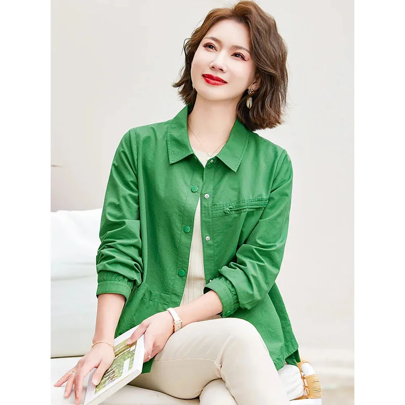 Casual Thin Coat Women Spring Autumn 2024 New Jacket Fashion Windbreaker Middle-Aged Elderly Mother Outwear Shirt Female Tops
Casual Thin Coat Women Spring Autumn 2024 New Jacket Fashion Windbreaker Middle-Aged Elderly Mother Outwear Shirt Female Tops