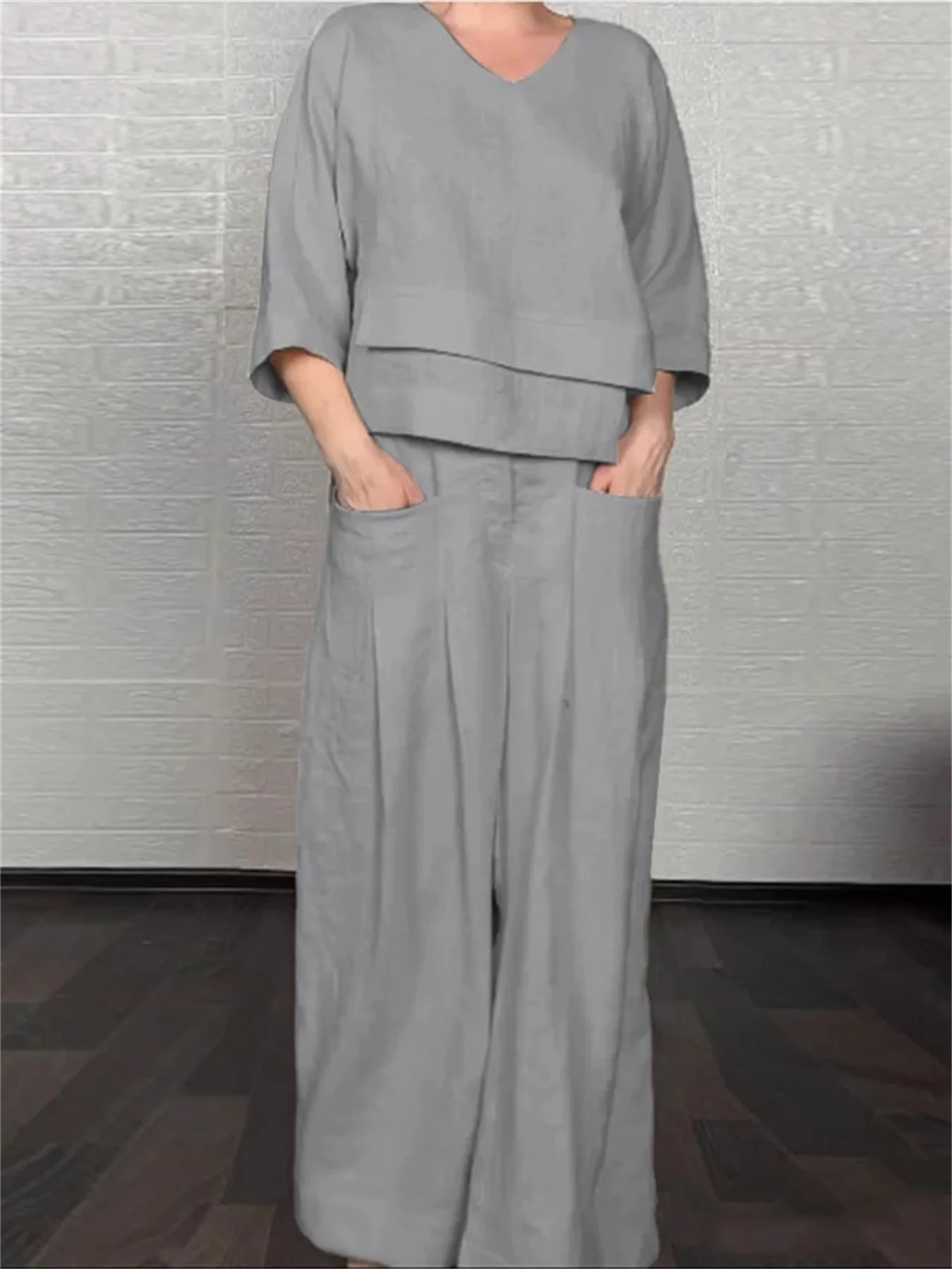 Women Suit Spring Summer Casual Linen Cotton Two Piece Set Solid Color Irregular Design Cross Border Hot Sale
Women Suit Spring Summer Casual Linen Cotton Two Piece Set Solid Color Irregular Design Cross Border Hot Sale