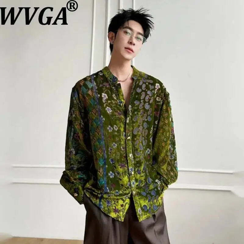 WVGA Spring Summer New Men's Design Velvet Printed Metal Button Long Sleeve Shirt Niche Chic Casual Stand Collar Tops Ins W24624
WVGA Spring Summer New Men's Design Velvet Printed Metal Button Long Sleeve Shirt Niche Chic Casual Stand Collar Tops Ins W24624