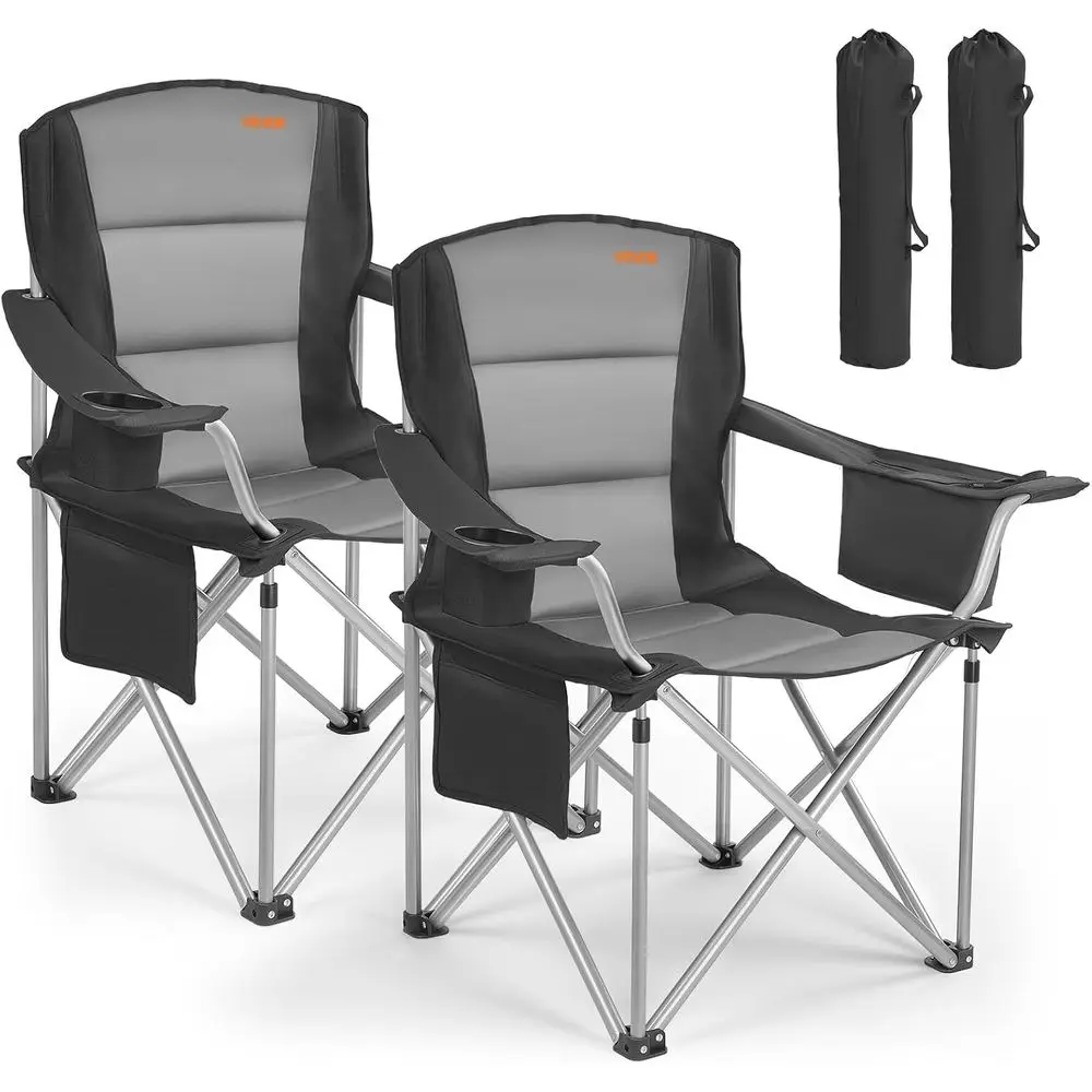 2-Pack Heavy-Duty Outdoor Camping Chairs with Lumbar Support, Side Pockets, Cup Holders, and Cooler Bags
2-Pack Heavy-Duty Outdoor Camping Chairs with Lumbar Support, Side Pockets, Cup Holders, and Cooler Bags