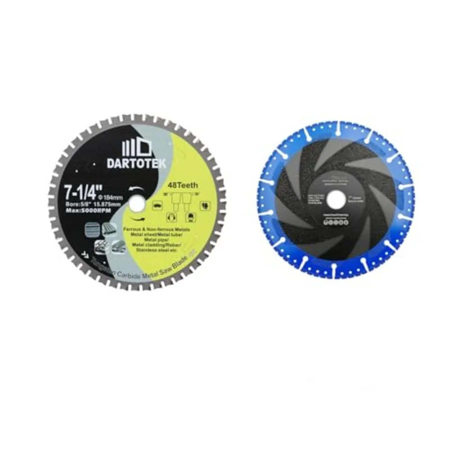 7-1/4"/184mm Metal Cutting Disc DARTOTEK Circular Saw Blade 48T Tungsten Carbide Tipped TCT Cut Off Wheel for Steel Stainless S
7-1/4"/184mm Metal Cutting Disc DARTOTEK Circular Saw Blade 48T Tungsten Carbide Tipped TCT Cut Off Wheel for Steel Stainless S