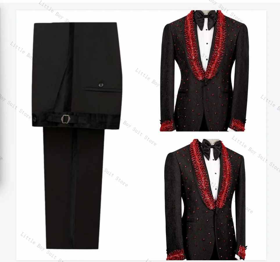 Crystals Luxury Men Suit Set 2 Piece Wedding Tuxedo Jacket Blazer Pant Black Cotton Formal Office Business Party Coat Customized
Crystals Luxury Men Suit Set 2 Piece Wedding Tuxedo Jacket Blazer Pant Black Cotton Formal Office Business Party Coat Customized