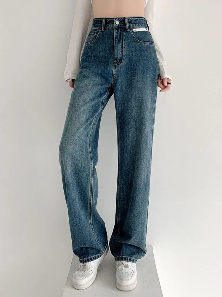 Chic Vintage Baggy Wide Leg Jeans Korean Fashion Streetwear Loose Vaqueros 2025 New Women Casual High Waist Straight Denim Pants 
Chic Vintage Baggy Wide Leg Jeans Korean Fashion Streetwear Loose Vaqueros 2025 New Women Casual High Waist Straight Denim Pants
