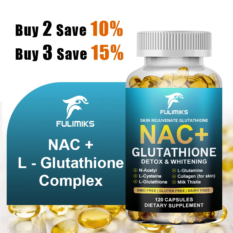 Glutathione & NAC Detox Formula Capsules, Supports Antioxidant Protection, Liver Function, Skin Brightening & Immune Balance
Glutathione & NAC Detox Formula Capsules, Supports Antioxidant Protection, Liver Function, Skin Brightening & Immune Balance