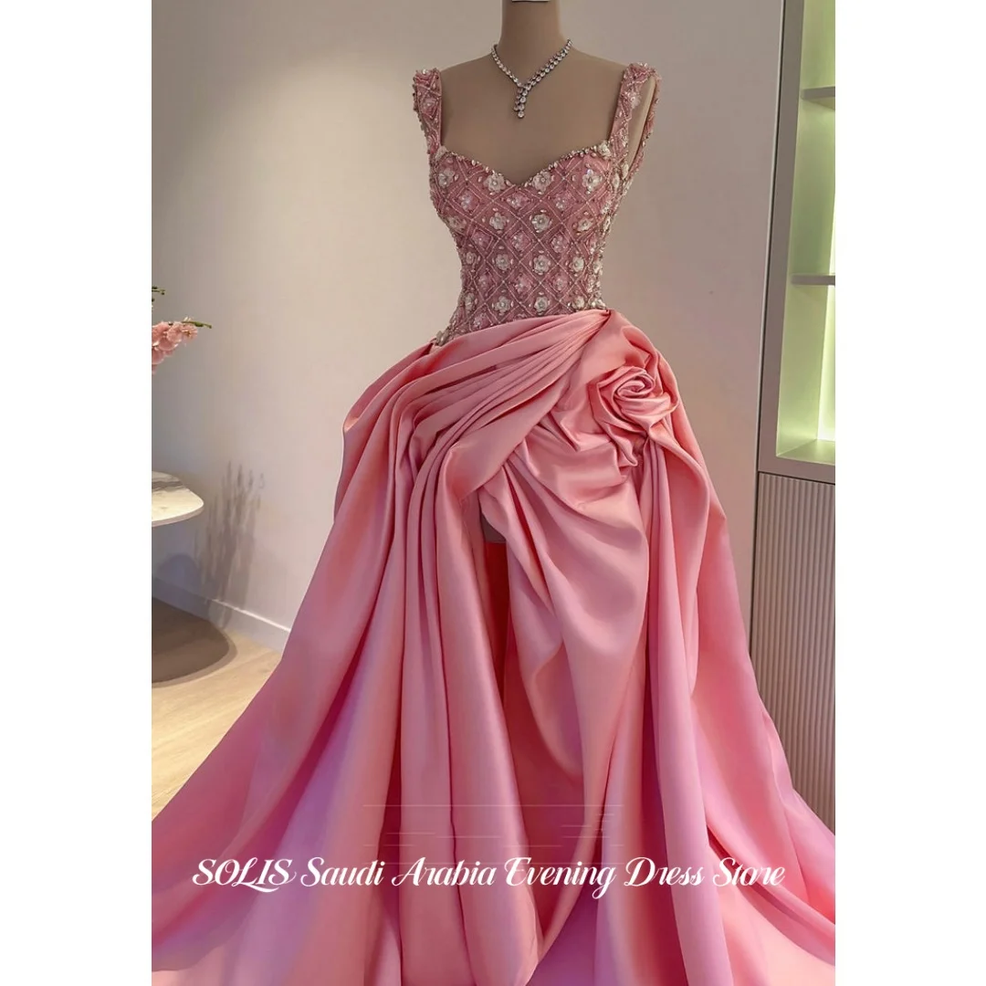 SOLIS Luxury Blush Pink Evening Gown Sweetheart Neckline Fully Beaded with Draped Satin Skirt and 3D Rose Prom Dress Customized
SOLIS Luxury Blush Pink Evening Gown Sweetheart Neckline Fully Beaded with Draped Satin Skirt and 3D Rose Prom Dress Customized