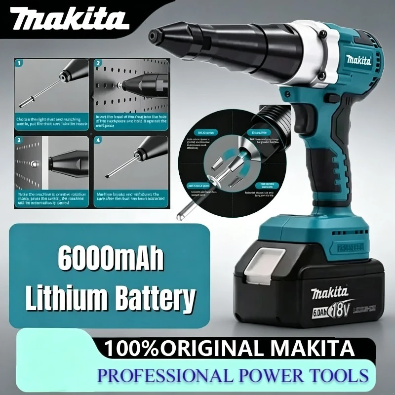Makita Brushless Electric Rivet Gun LED Cordless Rivet Nut Gun Automatic Riveting Tool For Makita 18V Battery
Makita Brushless Electric Rivet Gun LED Cordless Rivet Nut Gun Automatic Riveting Tool For Makita 18V Battery