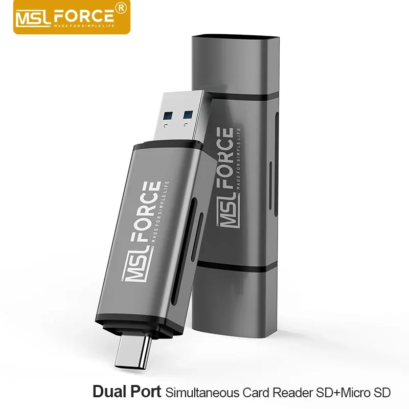 MSLFORCE Card Reader USB3.0&USB C to SD MicroSD TF Thunderbolt 3 for Laptop Accessories Smart Memory Card reader SD Card Adapter
MSLFORCE Card Reader USB3.0&USB C to SD MicroSD TF Thunderbolt 3 for Laptop Accessories Smart Memory Card reader SD Card Adapter