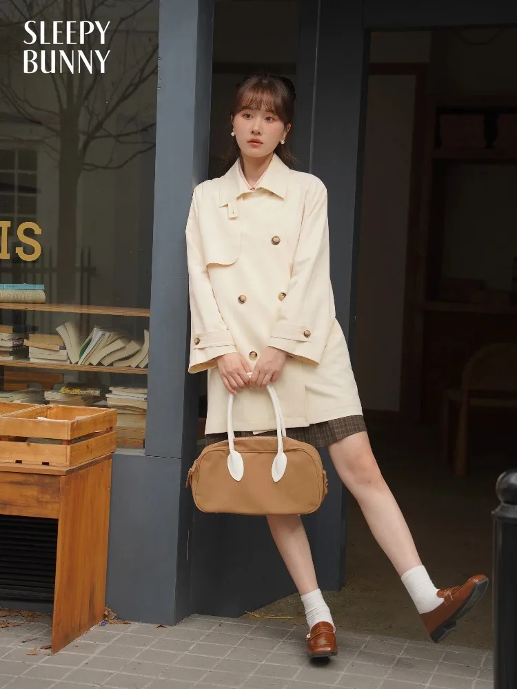 Stylish Loose Short Trench Coat Double Breasted Raglan Sleeve Jacket Lapel Outerwear Petite Women Spring Autumn Korean Fashion
Stylish Loose Short Trench Coat Double Breasted Raglan Sleeve Jacket Lapel Outerwear Petite Women Spring Autumn Korean Fashion