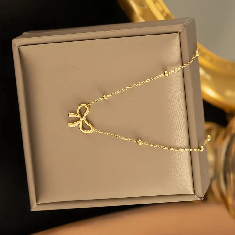 Bow Charm Stainless Steel Jewelry Set Including Choker Necklace Bracelet Earrings Trendy Party Gift for Women
Bow Charm Stainless Steel Jewelry Set Including Choker Necklace Bracelet Earrings Trendy Party Gift for Women