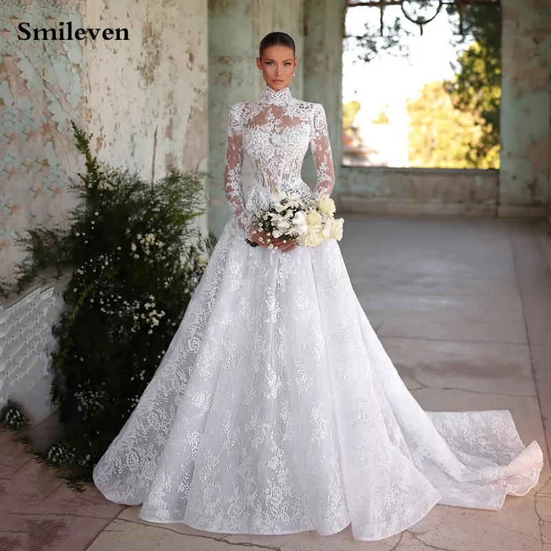 Smileven Long Sleeve Lace Wedding Dresses Lace Appliques Bride Dress High Neck Vestido de novia 2024 Customized Wedding Gowns
Smileven Long Sleeve Lace Wedding Dresses Lace Appliques Bride Dress High Neck Vestido de novia 2024 Customized Wedding Gowns