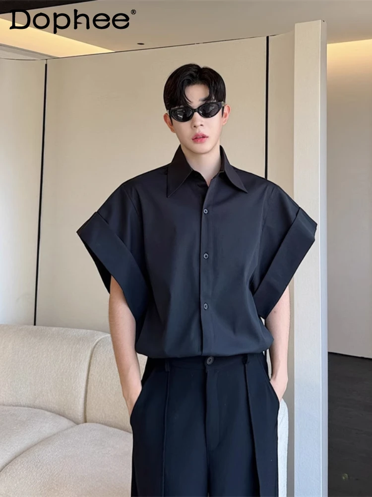 Summer Korean Version Niche Fashion Big Sleeve Shirts Men's Short Sleeve Retro Design Tops Handsome High-end Solid Color Shirt
Summer Korean Version Niche Fashion Big Sleeve Shirts Men's Short Sleeve Retro Design Tops Handsome High-end Solid Color Shirt