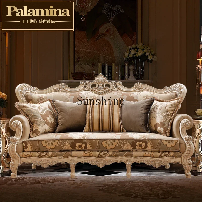European fabric solid wood carving flower sofa combination fully furnished luxury villaYY
European fabric solid wood carving flower sofa combination fully furnished luxury villaYY