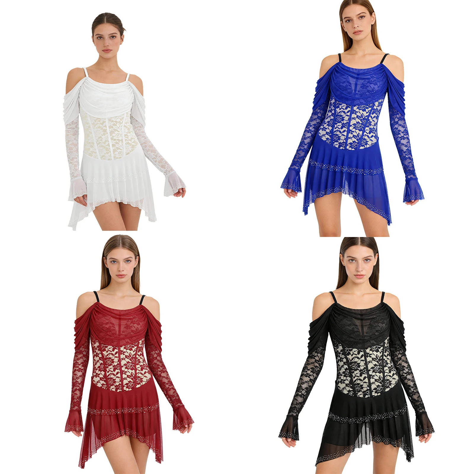 Women Shiny Rhinestones Sheer Lace Mesh Latin Lyrical Dance Dress Figure Skating Tango Cha-cha Samba Rumba Bodysuit Dresses
Women Shiny Rhinestones Sheer Lace Mesh Latin Lyrical Dance Dress Figure Skating Tango Cha-cha Samba Rumba Bodysuit Dresses