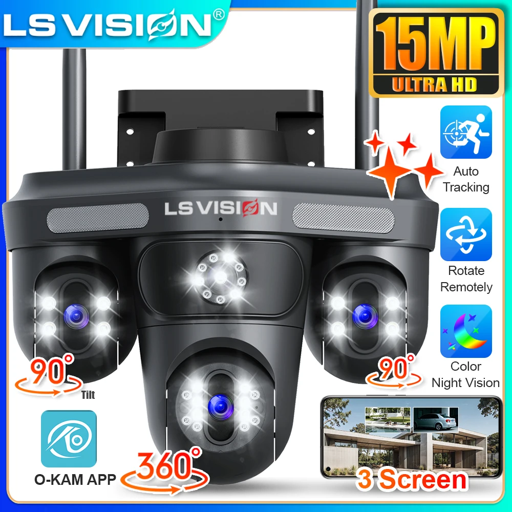 LS VISION 15MP WiFi Camera 3-Screens Wireless Outdoor Security IP Camera PTZ 2-Way Audio Human Auto Tracking Surveillance Camera
LS VISION 15MP WiFi Camera 3-Screens Wireless Outdoor Security IP Camera PTZ 2-Way Audio Human Auto Tracking Surveillance Camera