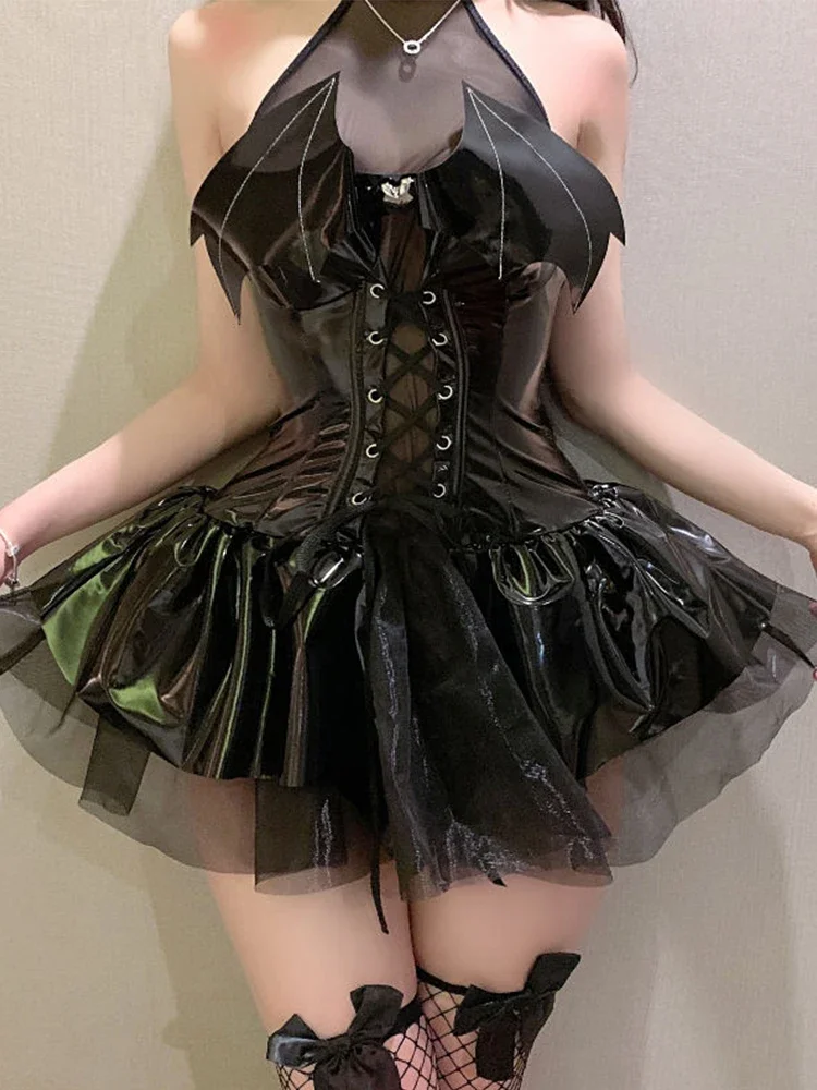 Devil Girl PU Leather Suit Women Succubus Cosplay Lingerie Costumes Halter See-through Lace Skirt Sexy Pajamas Maid Uniform
Devil Girl PU Leather Suit Women Succubus Cosplay Lingerie Costumes Halter See-through Lace Skirt Sexy Pajamas Maid Uniform