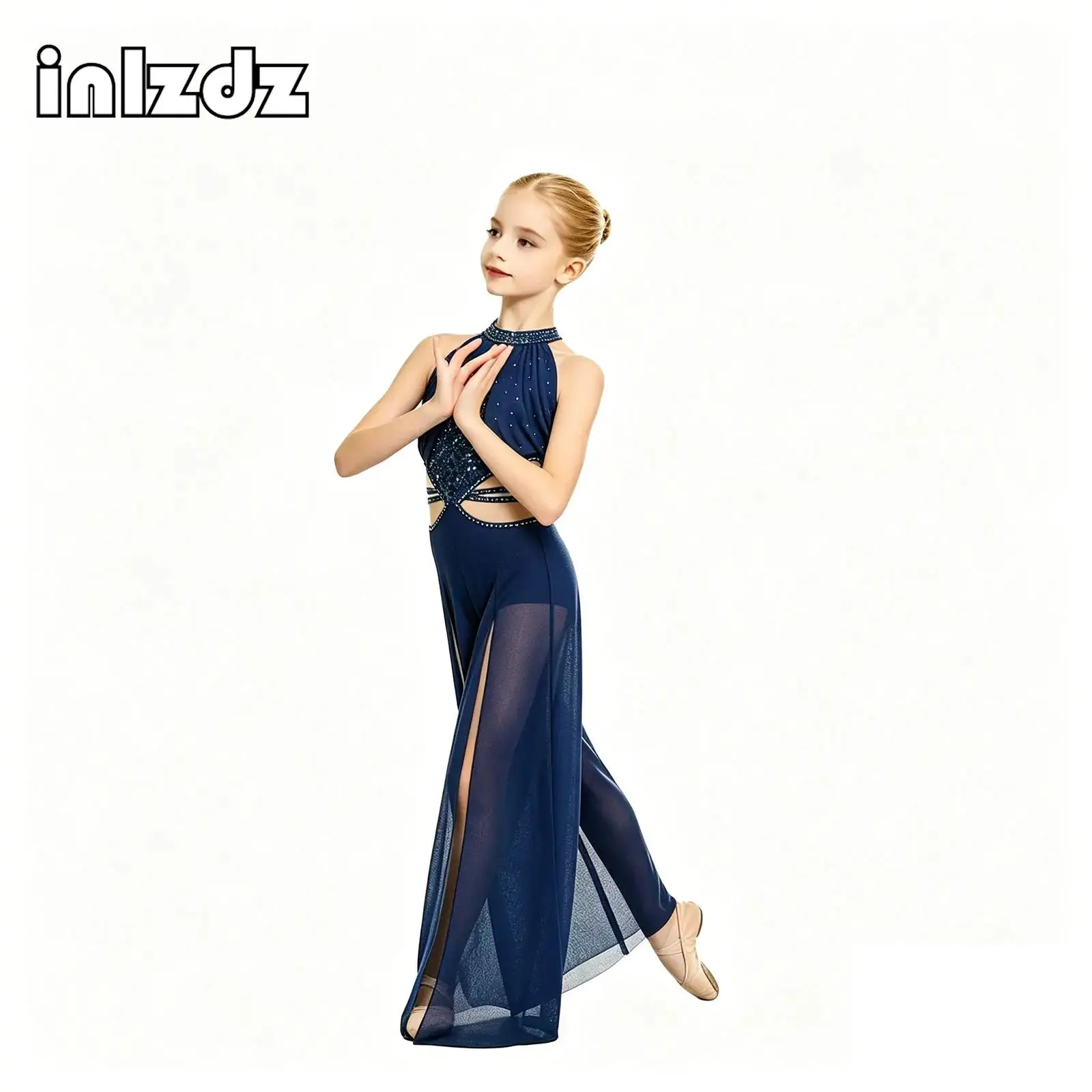 Kids Girls Lyrical Dance Jumpsuit Sleeveless Sequins Mesh Split Wide-Leg Bodysuit Performance Competition Dance Wear Unitards
Kids Girls Lyrical Dance Jumpsuit Sleeveless Sequins Mesh Split Wide-Leg Bodysuit Performance Competition Dance Wear Unitards