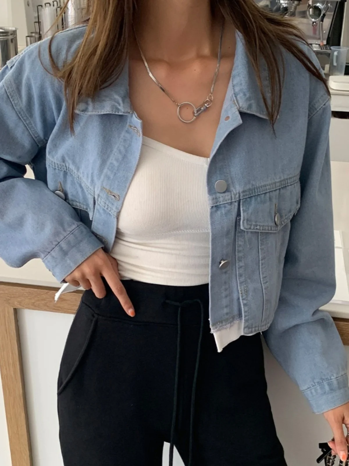 Faionable Patchwork Denim Jaet Women's ort Sve Outerwear Long Sve Top Trendy Vintage Sle Autumn Winter New Arrival
Faionable Patchwork Denim Jaet Women's ort Sve Outerwear Long Sve Top Trendy Vintage Sle Autumn Winter New Arrival