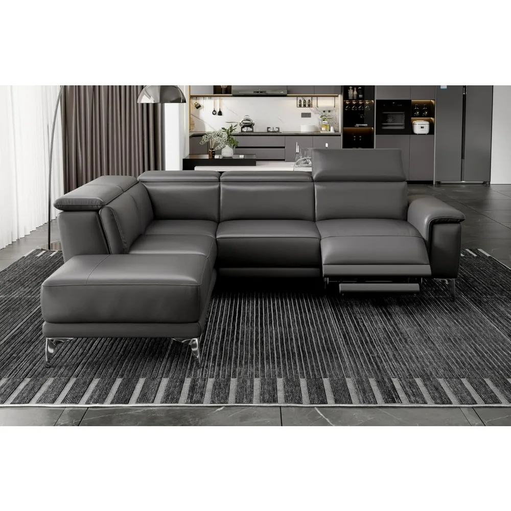 recliner.Pista 113" Cloudy Grey Full Leather Reclining Sectional Sofa with Left Hand Chaise | Power Recliner Chair
recliner.Pista 113" Cloudy Grey Full Leather Reclining Sectional Sofa with Left Hand Chaise | Power Recliner Chair