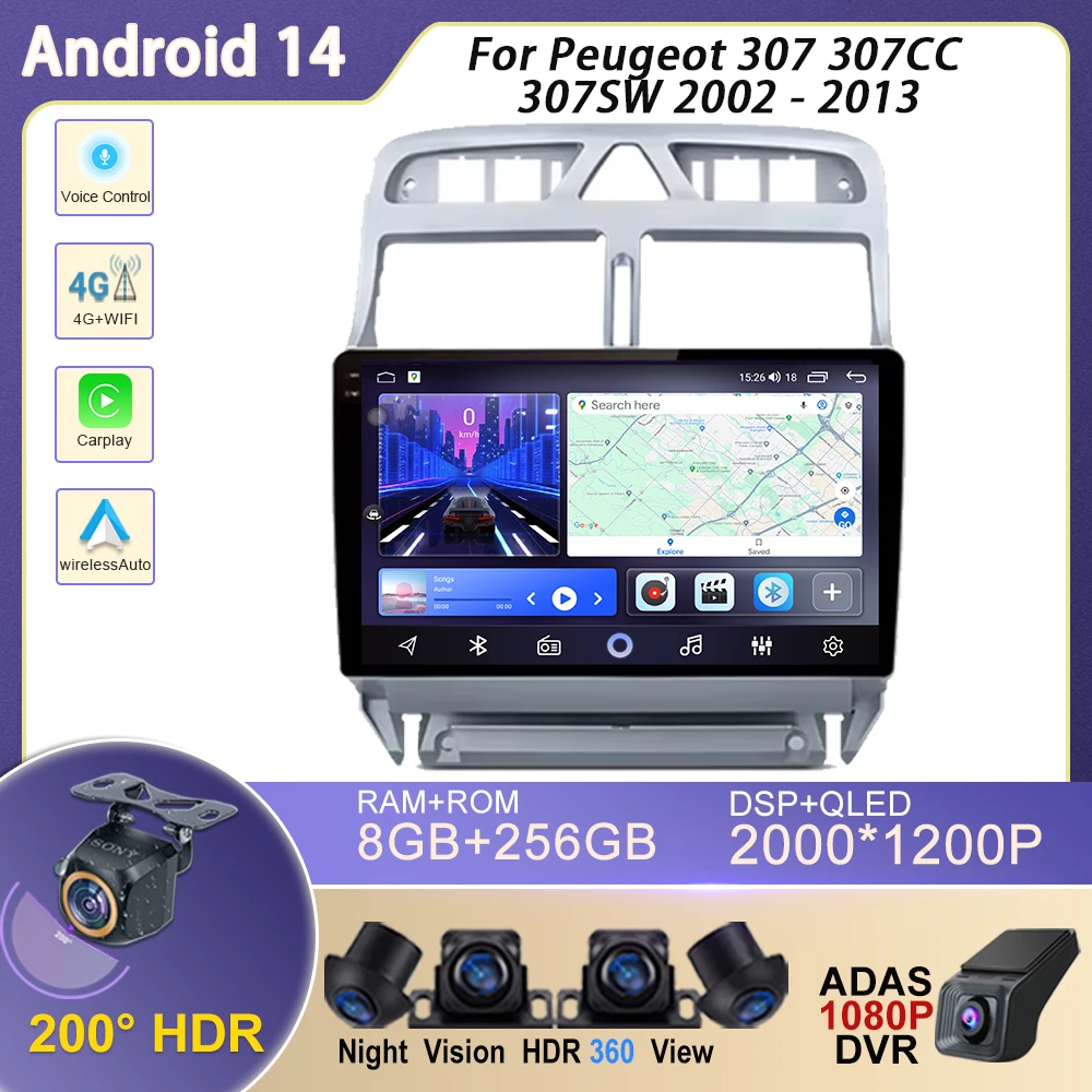 Android 14 Auto Radio For Peugeot 307 307CC 307SW 2002 - 2013 Touch Screen Carplay 4G Car Multimedia Navigation GPS No 2din DVD
Android 14 Auto Radio For Peugeot 307 307CC 307SW 2002 - 2013 Touch Screen Carplay 4G Car Multimedia Navigation GPS No 2din DVD