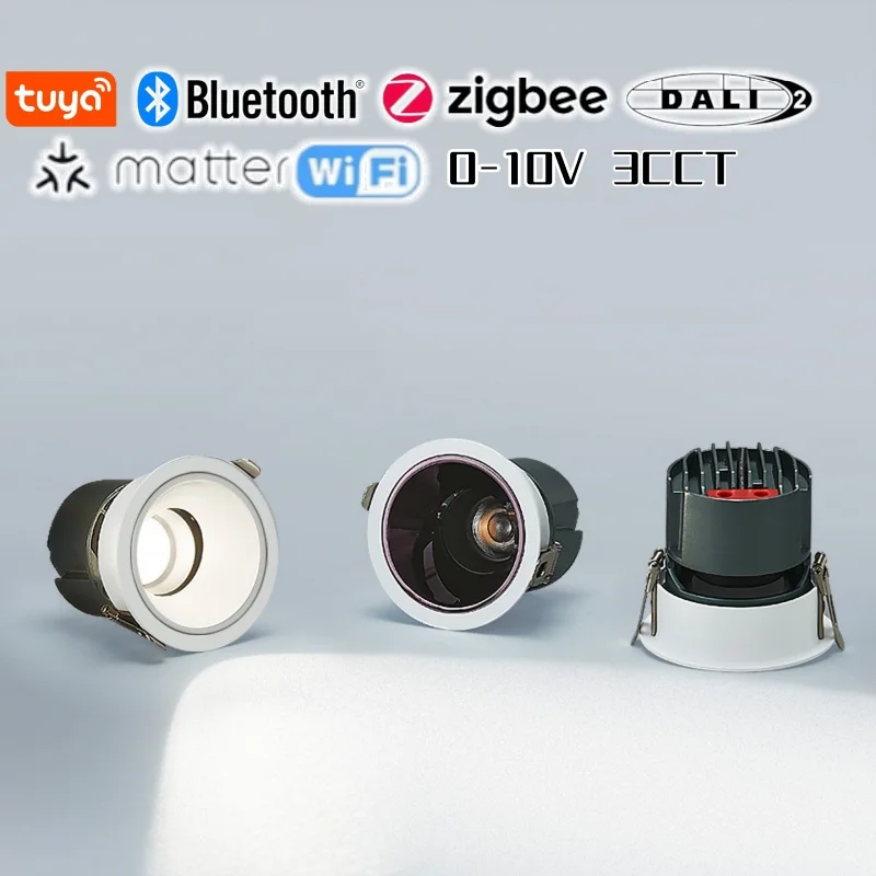 Embedded Anti-Glare COB Spotlight 12W TUYA Bluetooth Zigbee Dali Matter Dimmabe 15W LED downlight 3CCT AC85-265V Smart Lighting
Embedded Anti-Glare COB Spotlight 12W TUYA Bluetooth Zigbee Dali Matter Dimmabe 15W LED downlight 3CCT AC85-265V Smart Lighting