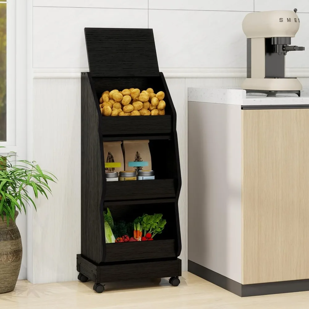 Potato and Onion Storage Bin with Wheels Black Movable Bread Box with Lid Onion Organizer with Grocery Section Decorati
Potato and Onion Storage Bin with Wheels Black Movable Bread Box with Lid Onion Organizer with Grocery Section Decorati